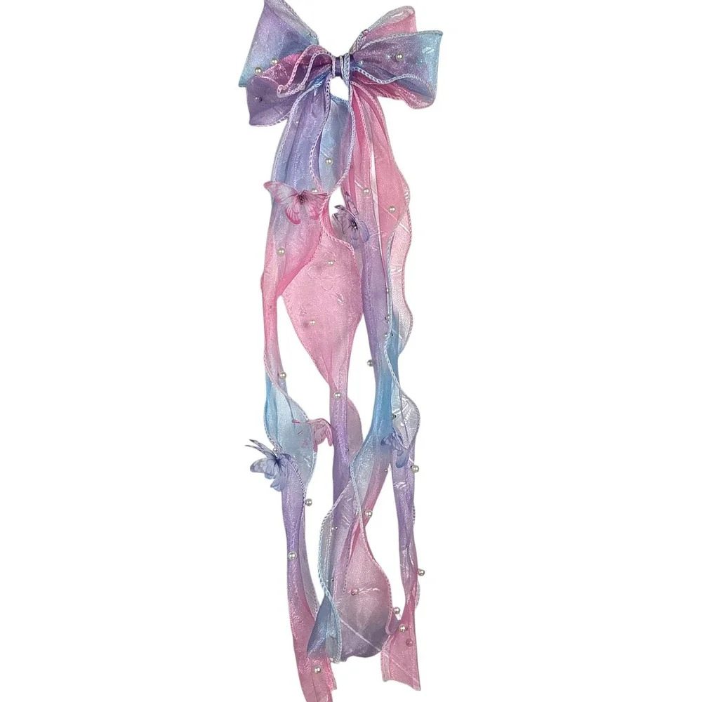 Girls Blue Sequin Tutu Ballet Dress Princess Costume with Butterfly Hair Bow